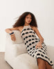 crochet knit mini dress in polka dot print