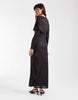 long sleeve wrap detail midi dress in brown animal print