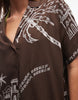 bowling shirt dress in chocolate conversational print