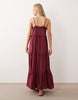 Iisla & Bird ruffled beach maxi dress in burgundy