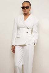 white hourglass blazer