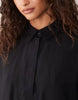 performance fabric relaxed short sleeve mini dress in black