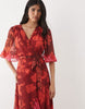 Hope & Ivy flutter sleeve contrast wrap maxi dress in red floral