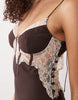 Tall corset slip maxi dress with lace and side slit in chocolate