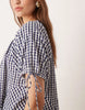 Free People farley gingham tunic dress in navy combo