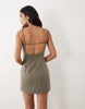 Kaiia exclusive 90s tailored square neck open back belted mini dress in charcoal