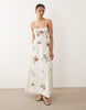 Abercrombie & Fitch premium embroidered A-line maxi dress in white floral