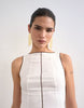 Topshop linen rich mini shift dress in ecru with top stitch