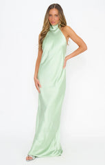 Lisa Maxi Dress ~ Pistachio Luxe Satin