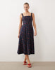 Abercrombie & Fitch sleeveless midi dress with godet hem in red and navy floral print