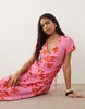 Mango v-neck midi dress in pink floral print
