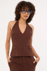 Perfect Stranger Luella Halter Suiting Top Brown