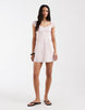Hollister milkmaid smocked waist mini dress in pink polka dot print