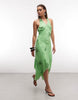 Reclaimed Vintage Limited Edition halter neck midi dress with scarf detail and embroidery in green