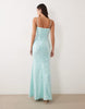Wanderdoll Rhea sequin cami cup detail maxi dress in turquoise