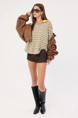 Luck & Trouble Verona Ruched Mini Shorts Chocolate