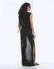 Weekday sheer slash neck maxi dress with ruched side detail in black