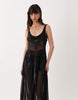 Miss Selfridge appliqué mesh maxi dress in black