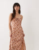 Miss Selfridge tie front maxi dress in floral plaid print