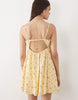 Abercrombie & Fitch strappy flowy mini dress skort with built in bra in yellow floral