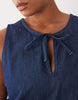 Curve denim ruched keyhole mini dress in dark mid blue