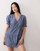 Wednesday's Girl chambray smock mini dress in blue