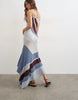Topshop knit asymmetric striped maxi dress in blue multi
