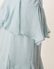 long sleeve ruffle chiffon maxi dress in dusky blue