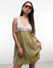 Reclaimed Vintage crochet summer dress in olive and cream