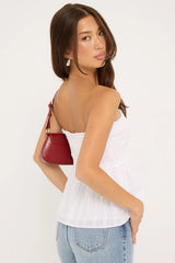 Luck & Trouble Jesse Shirred Strapless Top White / Pink