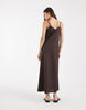 Vero Moda Tall linen look cami straps midaxi dress in chocolate