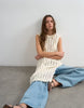Topshop knit textured open stitch sleeveless dress in ivory
