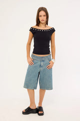 Worship Cold Shoulder Off Shoulder Top Black