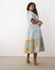Hope & Ivy Plus wrap midaxi dress in blue and yellow floral