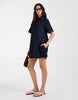 denim swing polo shirt dress in rinse