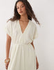 textured jersey midi swing dress in white