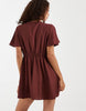 Vero Moda crinkle textured woven tie front mini dress in Andorra red