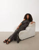 draped asymmetric neck maxi dress in stripe