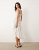 Miss Selfridge high-low hem lace trim midaxi dress in white