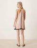 Petite cami v-neck mini dress with lace overlay in stripes