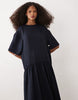 dropped waist t-shirt midi dress in navy