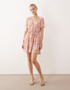 VILA waist detail short sleeve mini dress in soft floral