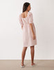 Mamalicious Maternity seersucker puff sleeve ruched front dress in pink plaid print