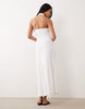 eyelet halter neck midaxi dress in white