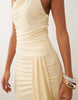 TFNC slinky cowl neck ruched backless ruched detail maxi dress in buttermilk