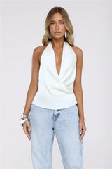 Daylight Darling Satin Halter Top White