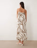 Vila linen touch cami maxi dress in brown floral print