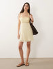 cami mini dress with lace trim in lemon