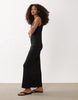 wide rib knit sleeveless scoop neck midaxi dress in black