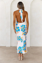 New Season Satin Halter Midi Dress White
